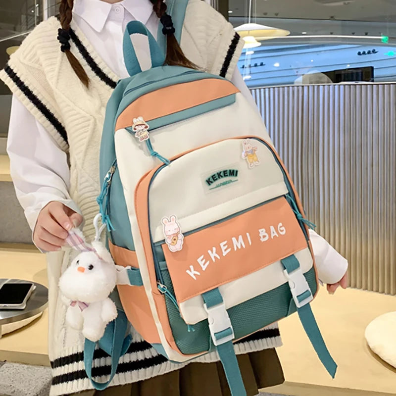 Double Pocket Teenage Girls Backpacks Large Capacity Women Shoulder Backpack