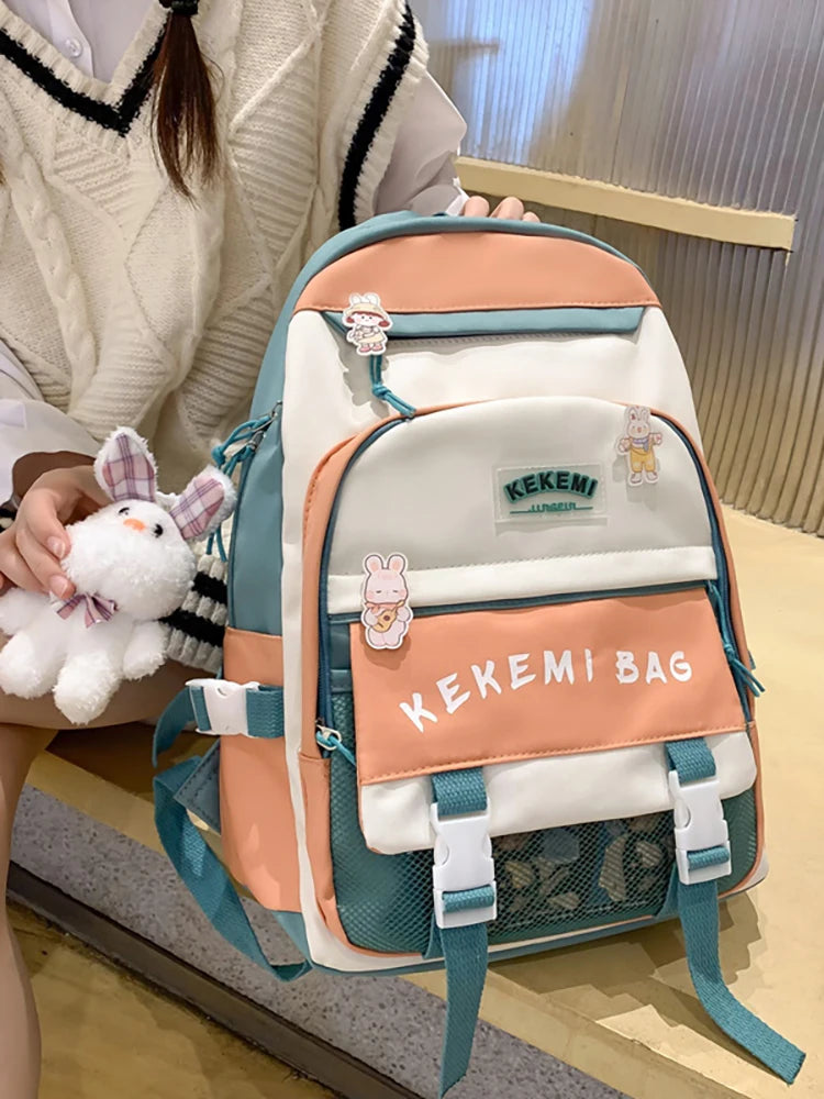 Double Pocket Teenage Girls Backpacks Large Capacity Women Shoulder Backpack