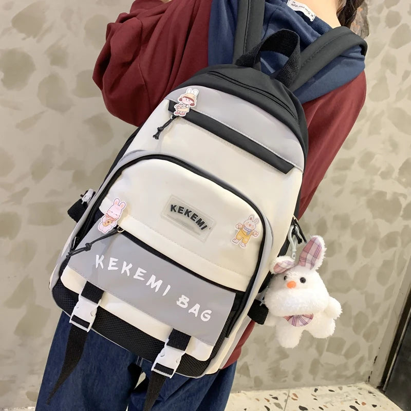 Double Pocket Teenage Girls Backpacks Large Capacity Women Shoulder Backpack
