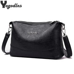 Double Zipper Women Messenger Bag Soft PU Leather Crossbody Shoulder