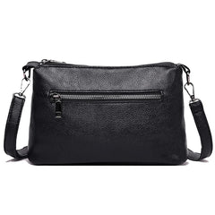 Double Zipper Women Messenger Bag Soft PU Leather Crossbody Shoulder