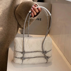 Plush Diamond Shoulder Bag for Women