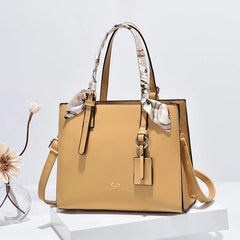 Women's PU Leather Messenger Bag with Silk Scarf