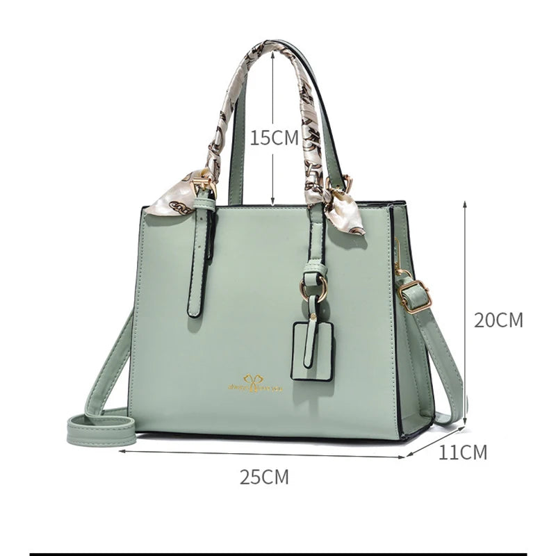 Women's PU Leather Messenger Bag with Silk Scarf