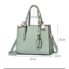 Women's PU Leather Messenger Bag with Silk Scarf