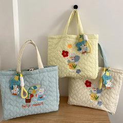 Embroidered Bunny Love Quilted Handbag
