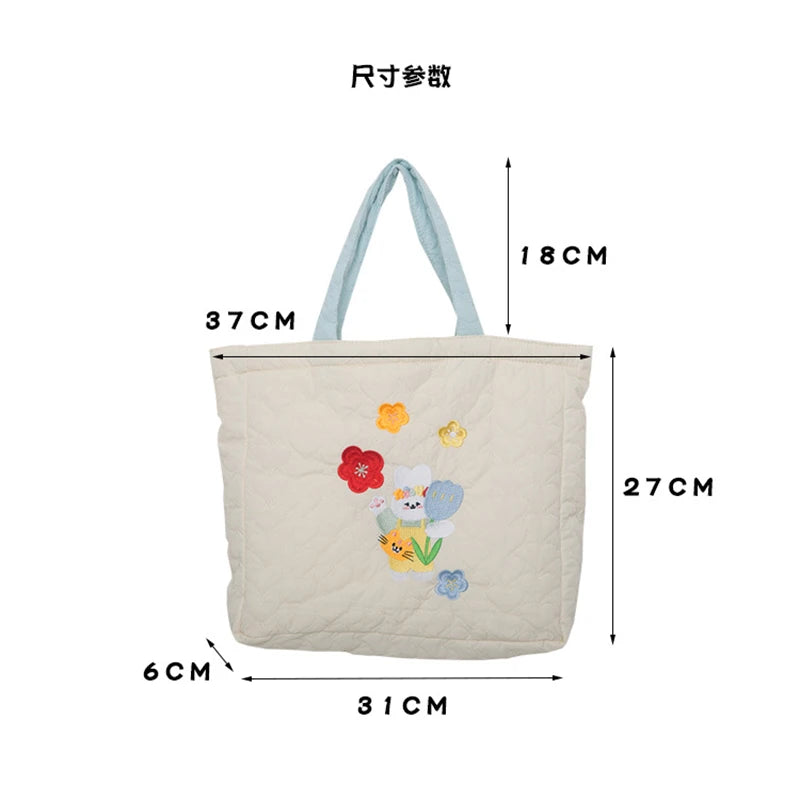 Embroidered Bunny Love Quilted Handbag