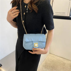 Spring Chain Shoulder Bag Lock Messenger Bag Small Square Bag