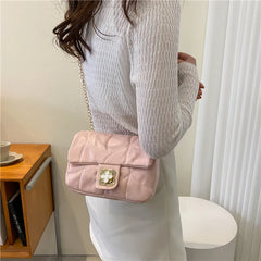 Spring Chain Shoulder Bag Lock Messenger Bag Small Square Bag