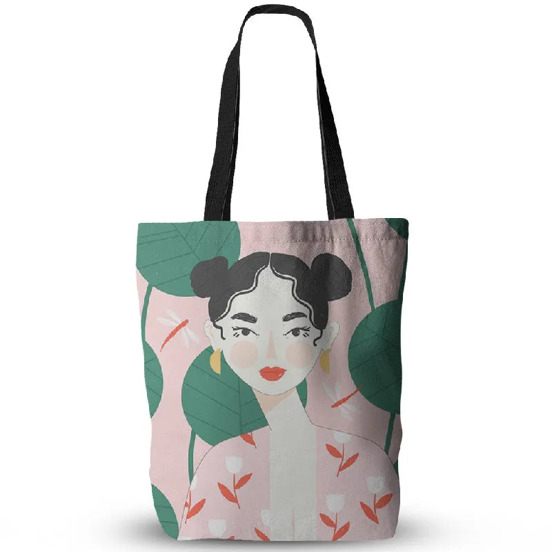 Girls Canvas Tote Bag Shoulder Canvas Shopping Bag
