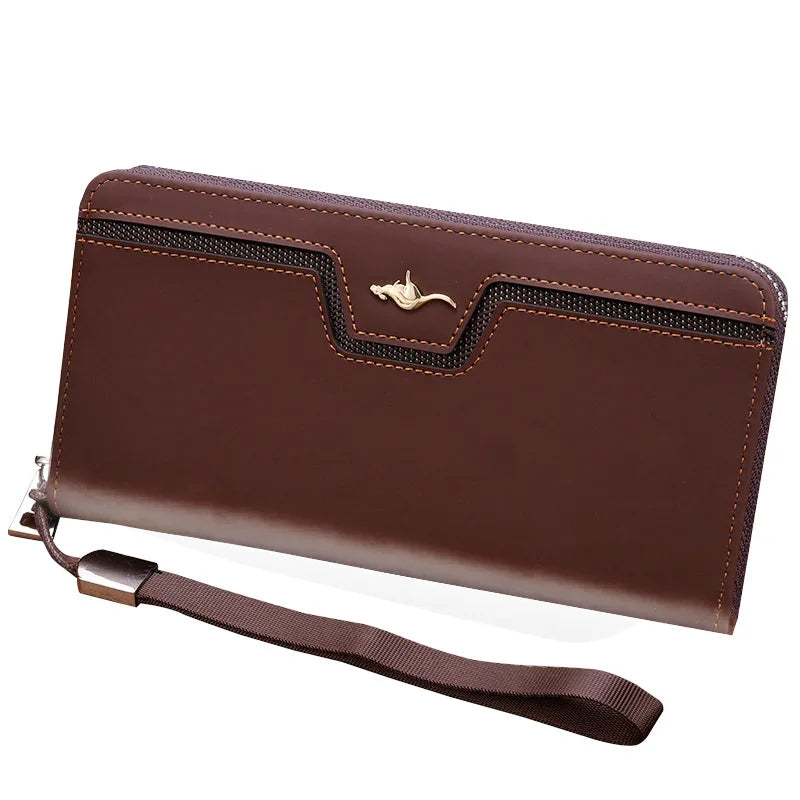 High-End Men's Matte Leather Zipper Wallet