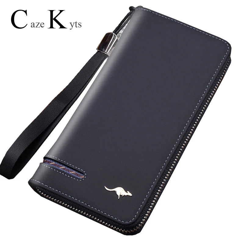 High-End Men's Matte Leather Zipper Wallet