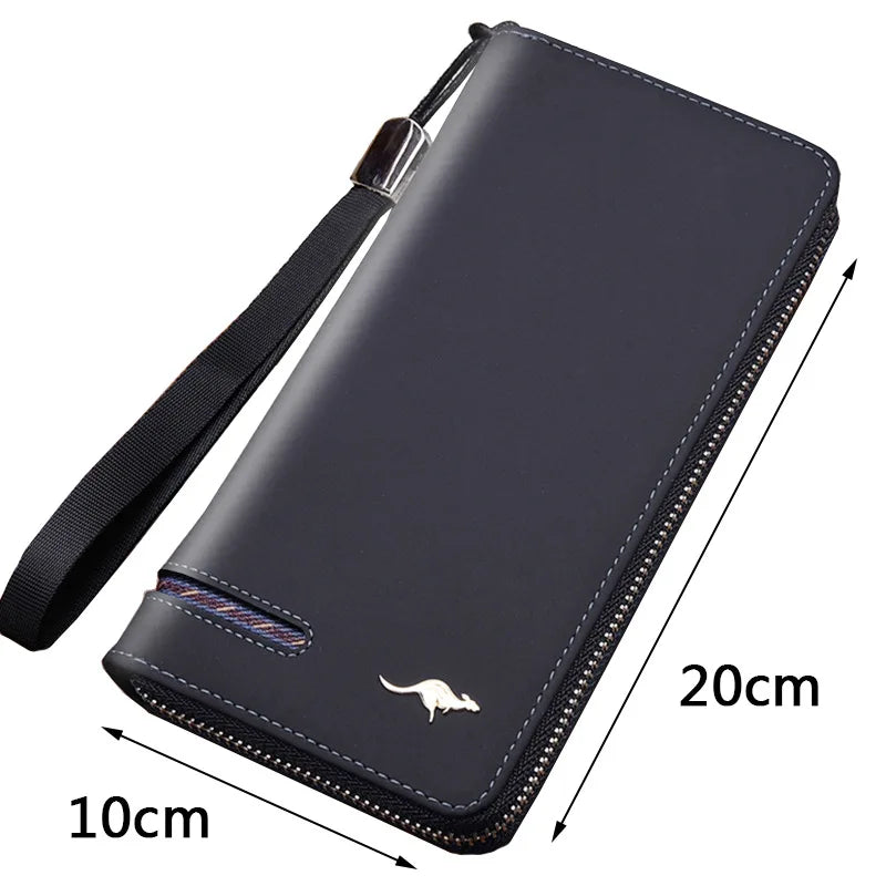 High-End Men's Matte Leather Zipper Wallet