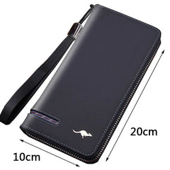 High-End Men's Matte Leather Zipper Wallet