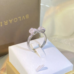 Zirconia Bow Ring for Ladies, Micro-encrusted Jewelry