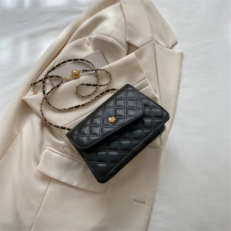 Vintage Thread Solid Ladies Shoulder Bag PU Leather Envelope Bags