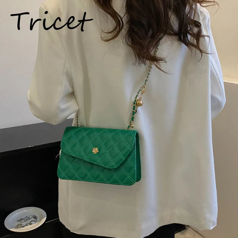 Vintage Thread Solid Ladies Shoulder Bag PU Leather Envelope Bags