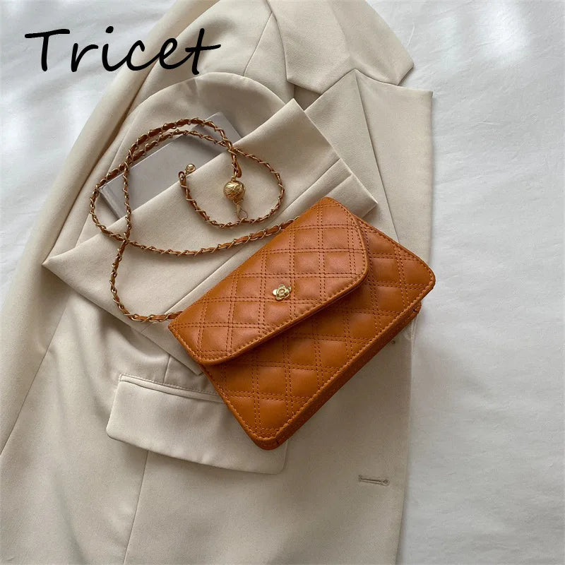 Vintage Thread Solid Ladies Shoulder Bag PU Leather Envelope Bags