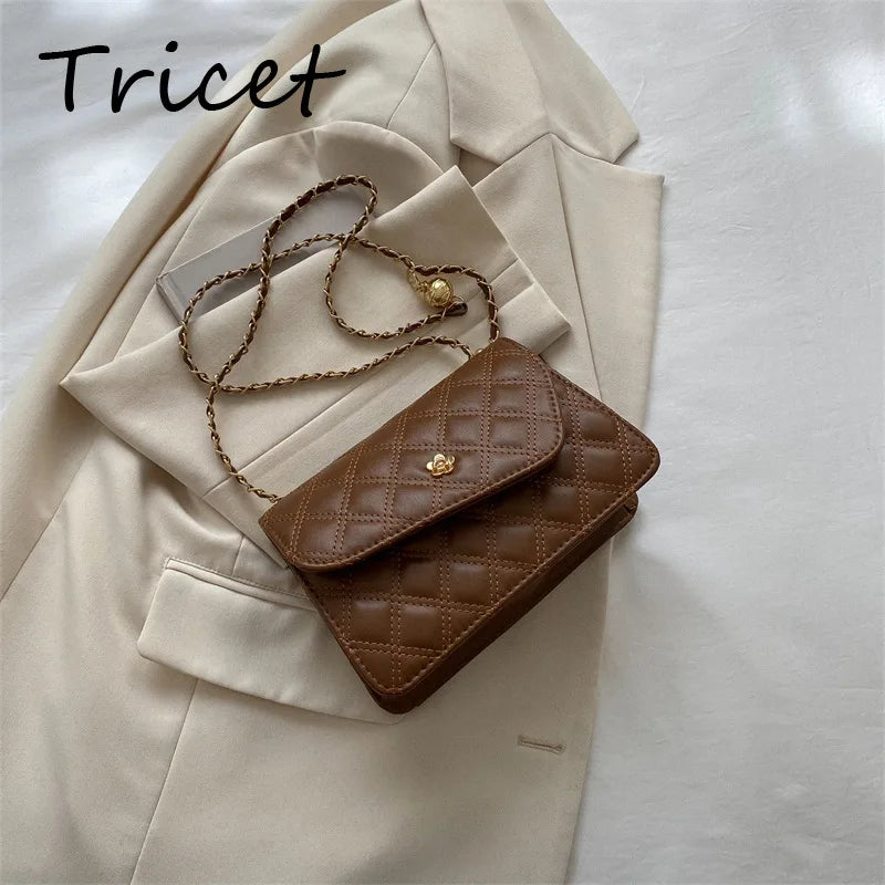 Vintage Thread Solid Ladies Shoulder Bag PU Leather Envelope Bags