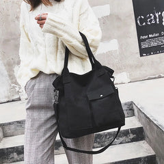 Retro Canvas Messenger Bag Women Casual Tote Large Capacity Handbag