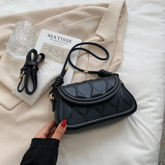Solid Stripes Flap Hasp PU Leather Satchels Crossbody Bag