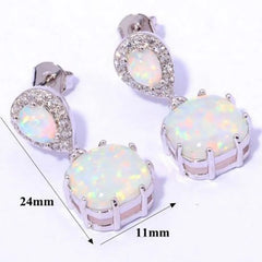 925 Silver Opal Earrings Square Design