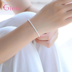 925 Silver Anklet Twisted Weave Chain for Women Girl