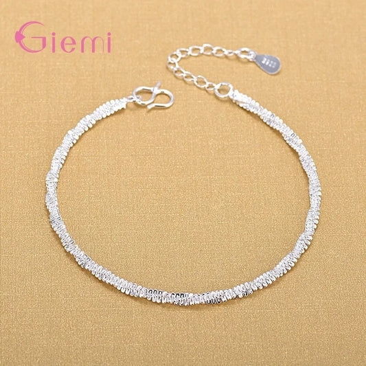 925 Silver Anklet Twisted Weave Chain for Women Girl