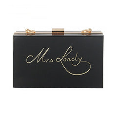 Vintage Solid Frame Evening Bag Letter Clutch Purse