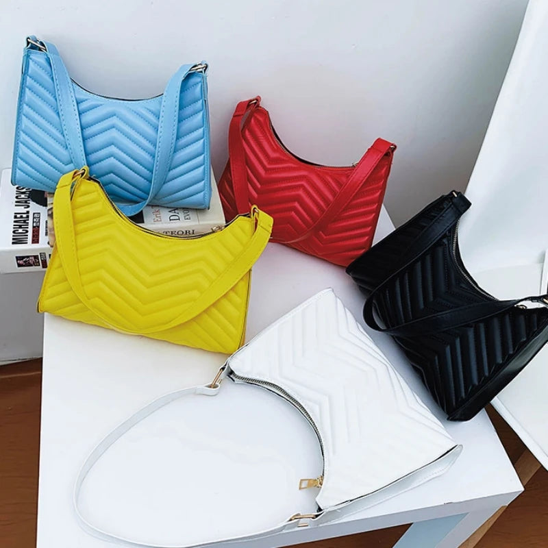 Armpit Bags Lady's HandBag PU Leather Diamond Lattice Shoulder Bag
