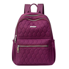 Women Diamond Lattice Nylon Backpack Retro School Bag