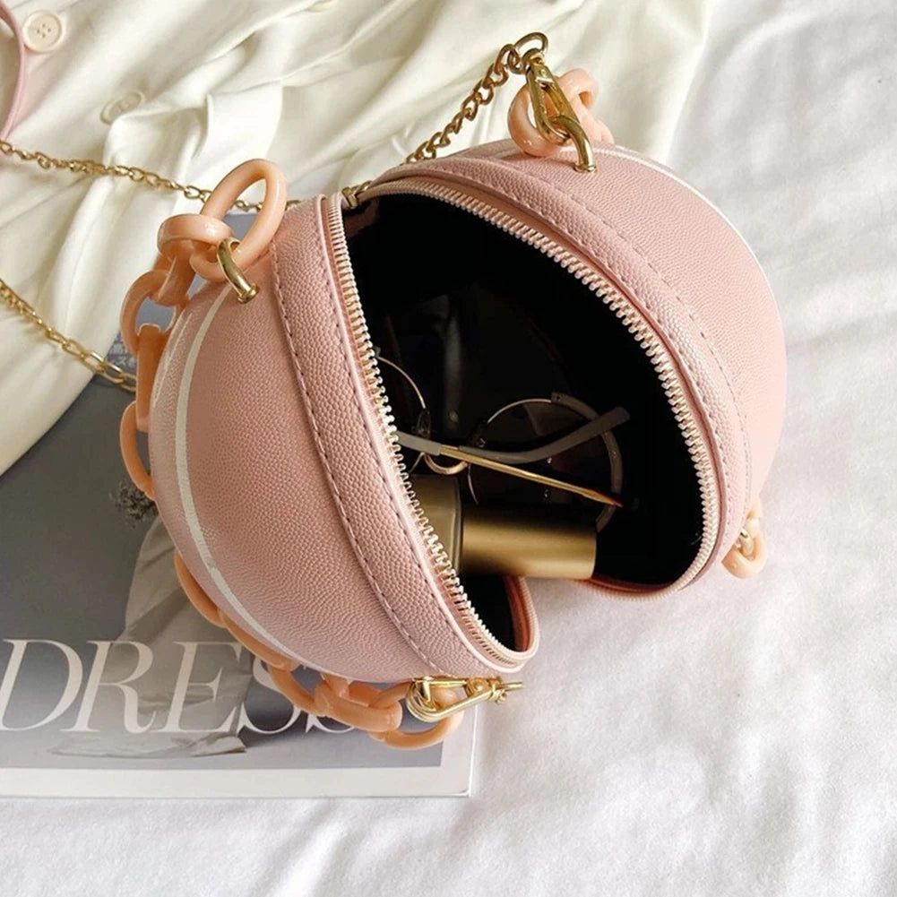 Basketball Shape Bags Women Chains Handbag Letter Shoulder Bags Female Mini