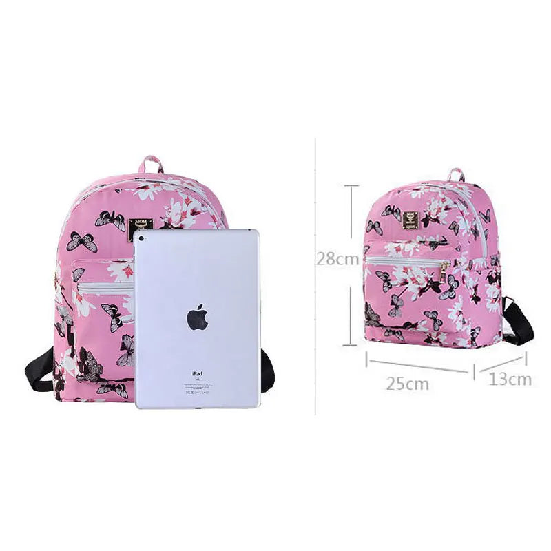 Butterfly Flower Children's Backpack PU Leather Student Bag