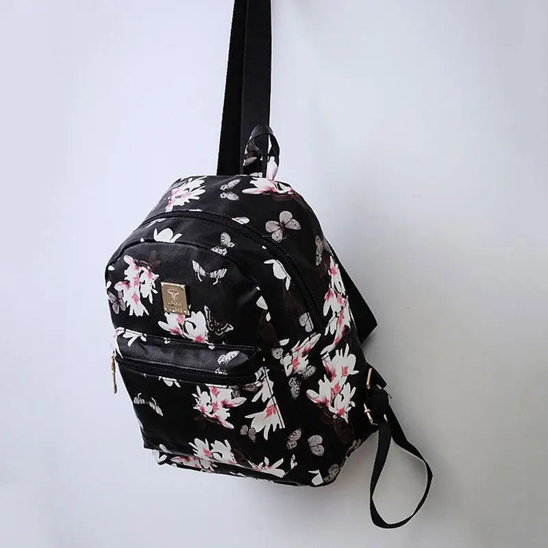 Butterfly Flower Children's Backpack PU Leather Student Bag
