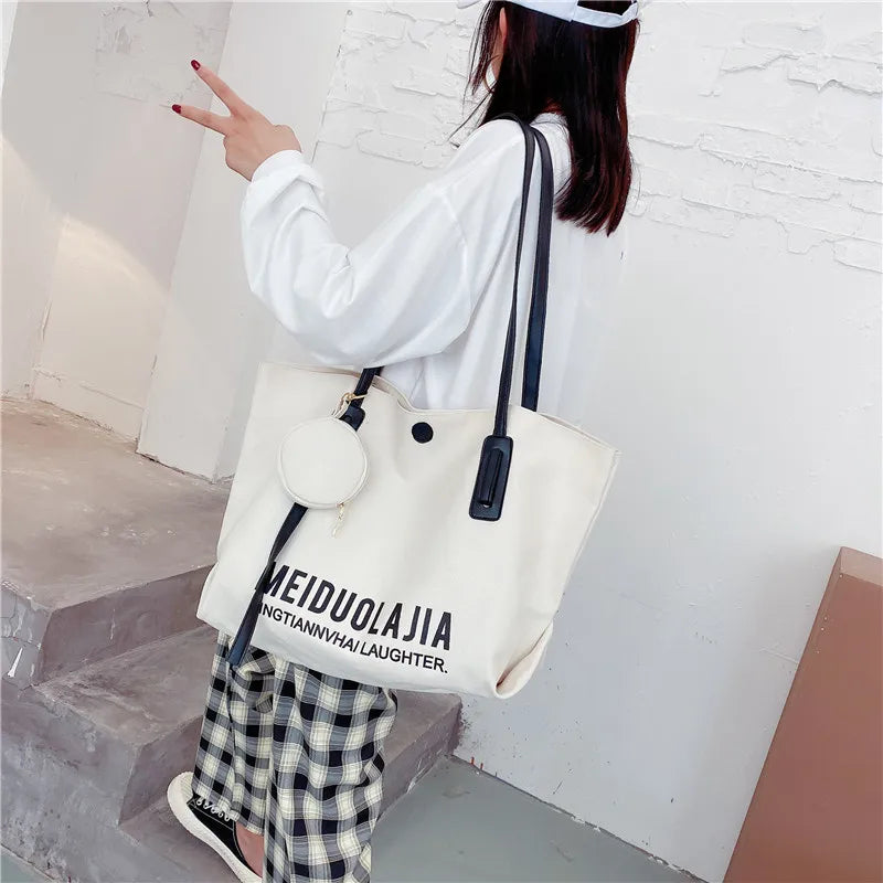 Canvas Shoulder Bags Large Capacity Lady Casual Tote Bag