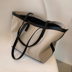 Large Capacity Canvas Tote Bag Foreign Style Shopper Bag