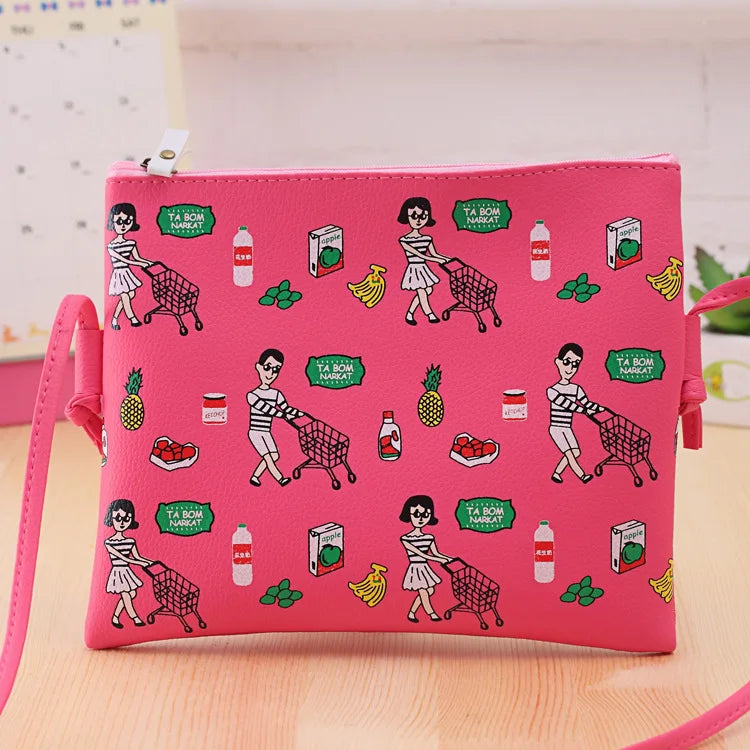 Cartoon Printed Women Graffiti Handbag Mini Crossbody Shoulder Bag