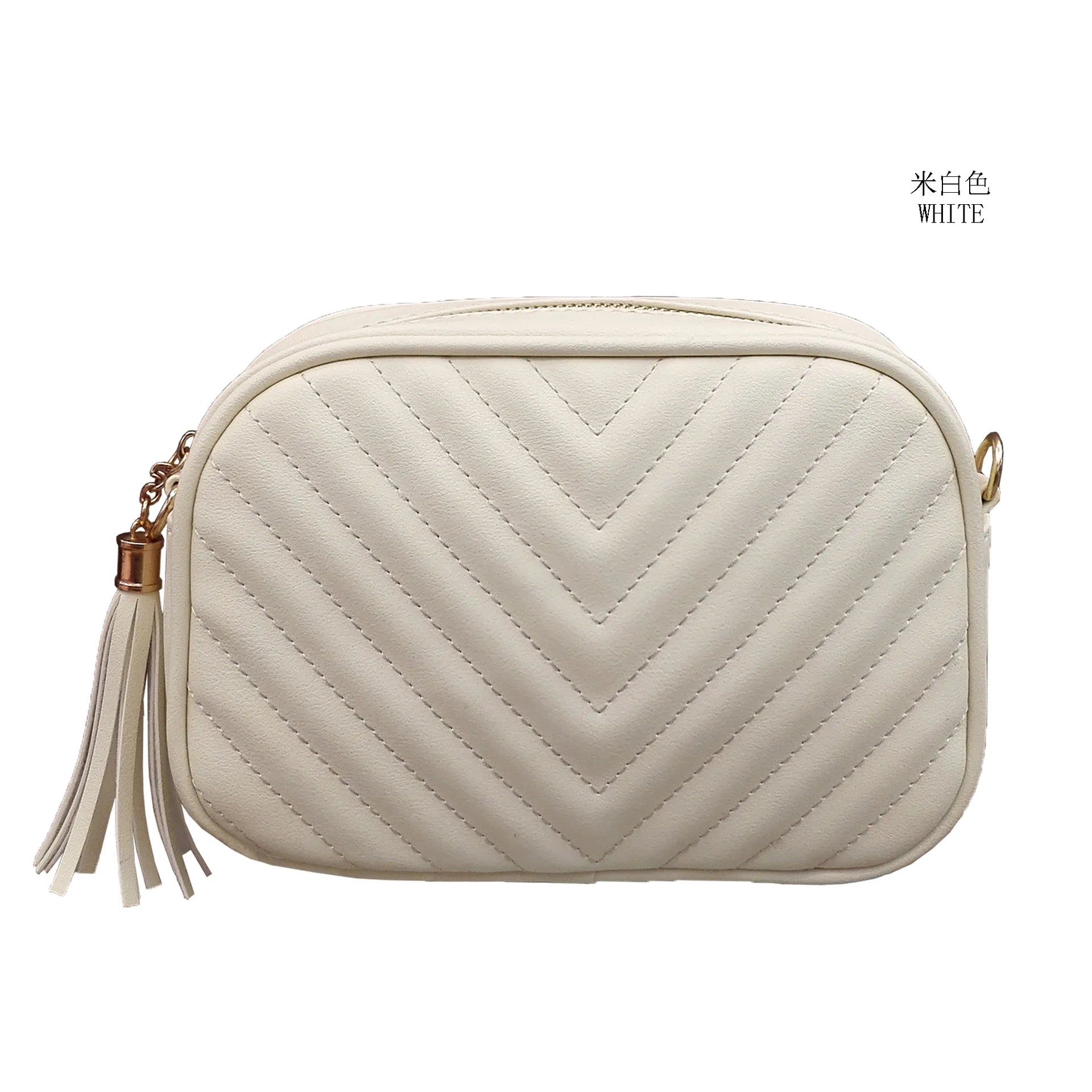 Women's Chain Rhombic Embroidery Tassel Shoulder Bag Handbag