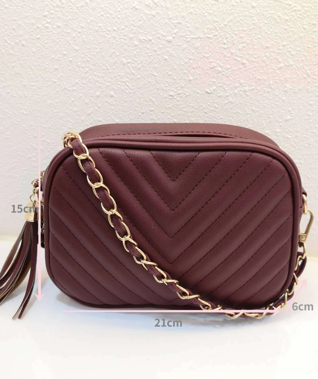 Women's Chain Rhombic Embroidery Tassel Shoulder Bag Handbag