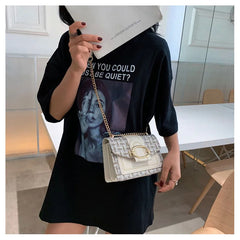 Chain Women's Bags Large Capacity Sewing Thread Splicing Retro Female Bag