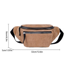 Corduroy Waist Bag for Women Zipper Chest Bag