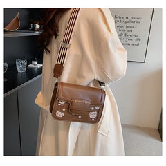 Cross Body Wide Shoulder Strap Small Square Bag Woman