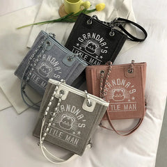 Women's Canvas Shoulder Bag Chain Tote Travel Purses