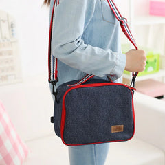 Denim Lunch Bag Insulated Portable Thermal Picnic Bag for Women Kids Thermo