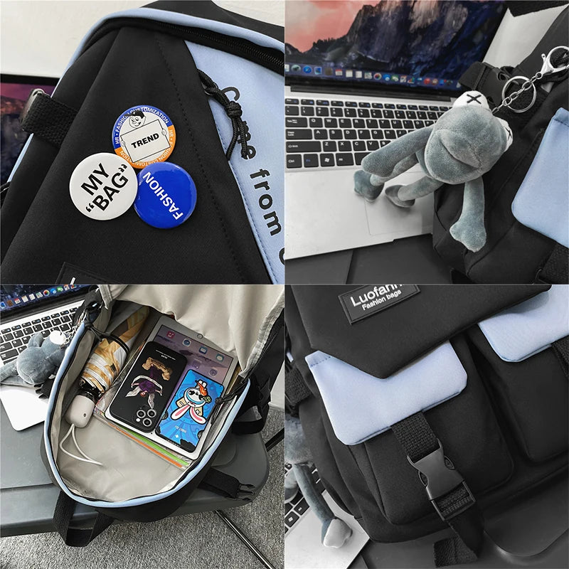 Women Large Capacity Travel Bag Pocket College Student Backpacks
