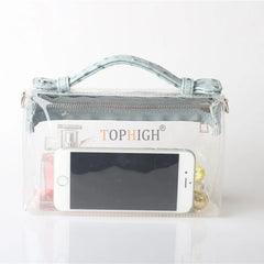 Embossed Ostrich Pattern Leather Portable Tote Clear Clutch Bag Lady Hand Bag