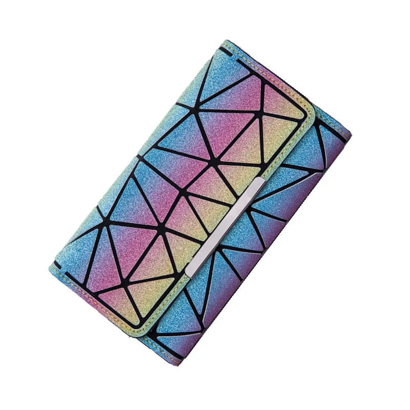 Diamond Money Clip Trifold Wallet Slim Thin Women Purses Long Clutch Wallets