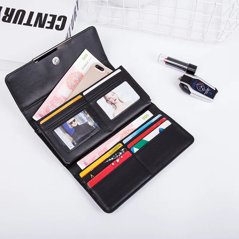 Diamond Money Clip Trifold Wallet Slim Thin Women Purses Long Clutch Wallets