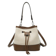 Canvas Drawstring Diagonal Bag Portable Bucket Bag