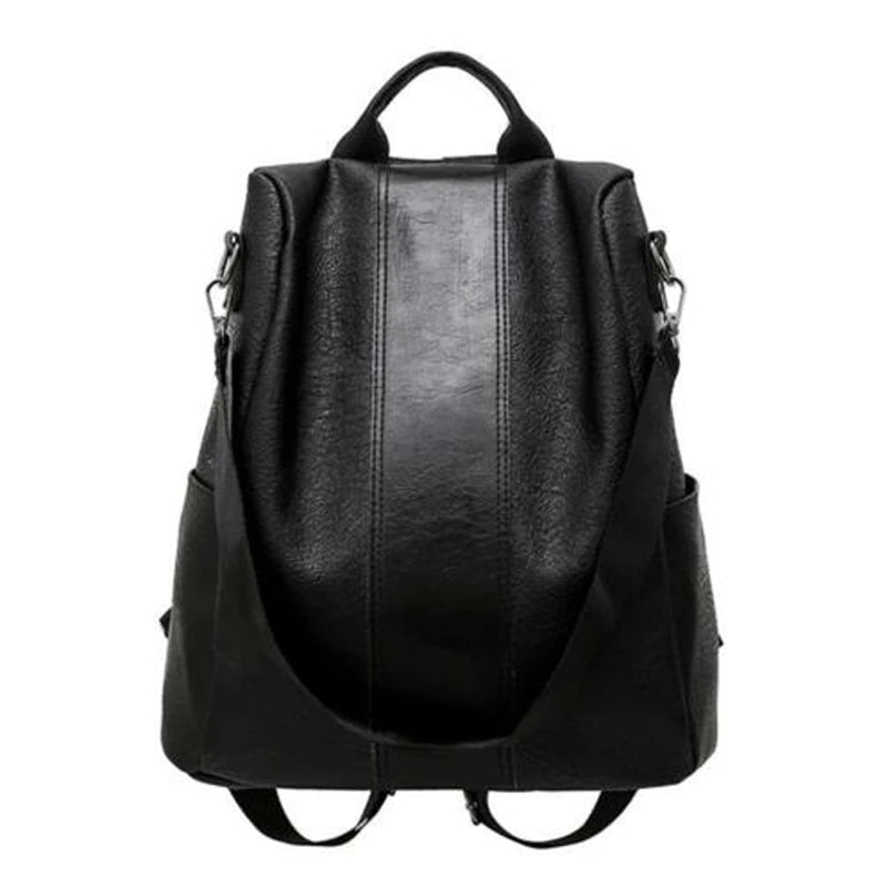 Female Anti-theft Backpack Classic PU Leather Solid Backpack Canta Shoulder Bags